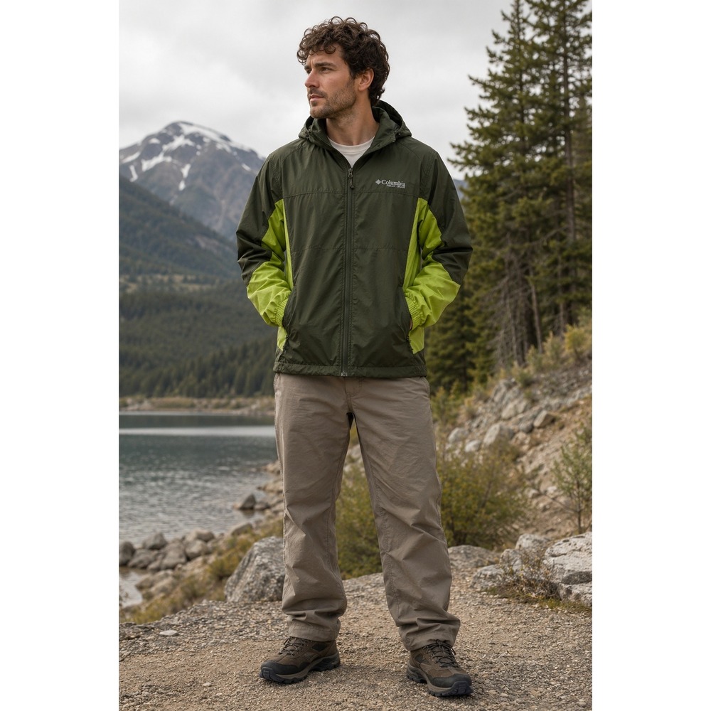 Columbia Jacket Mens Medium Green Gorpcore Hiking Outdoor